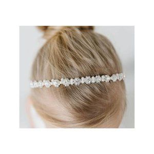 SWEETV Flower Girl Headpiece Silver Girls Headband for Wedding Crystal Floral